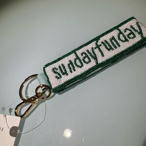 NWT Anthropologie Beaded 'Sunday Funday' Keychain Wristlet - Green & White